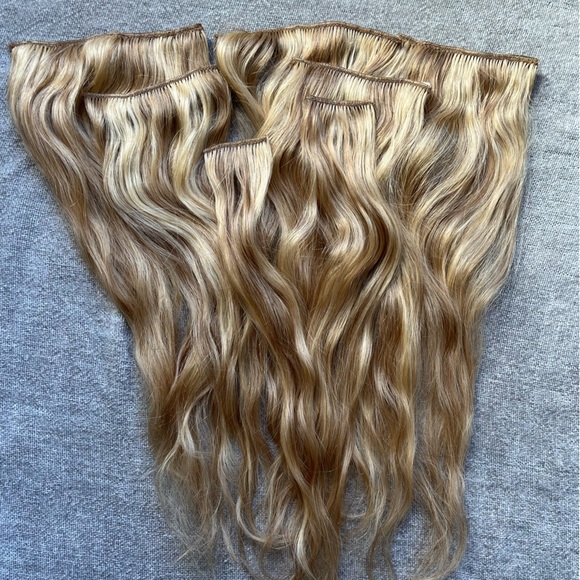 100% Remy Human Hair Golden Blonde Clip In Hair Extensions - Picture 2 of 7